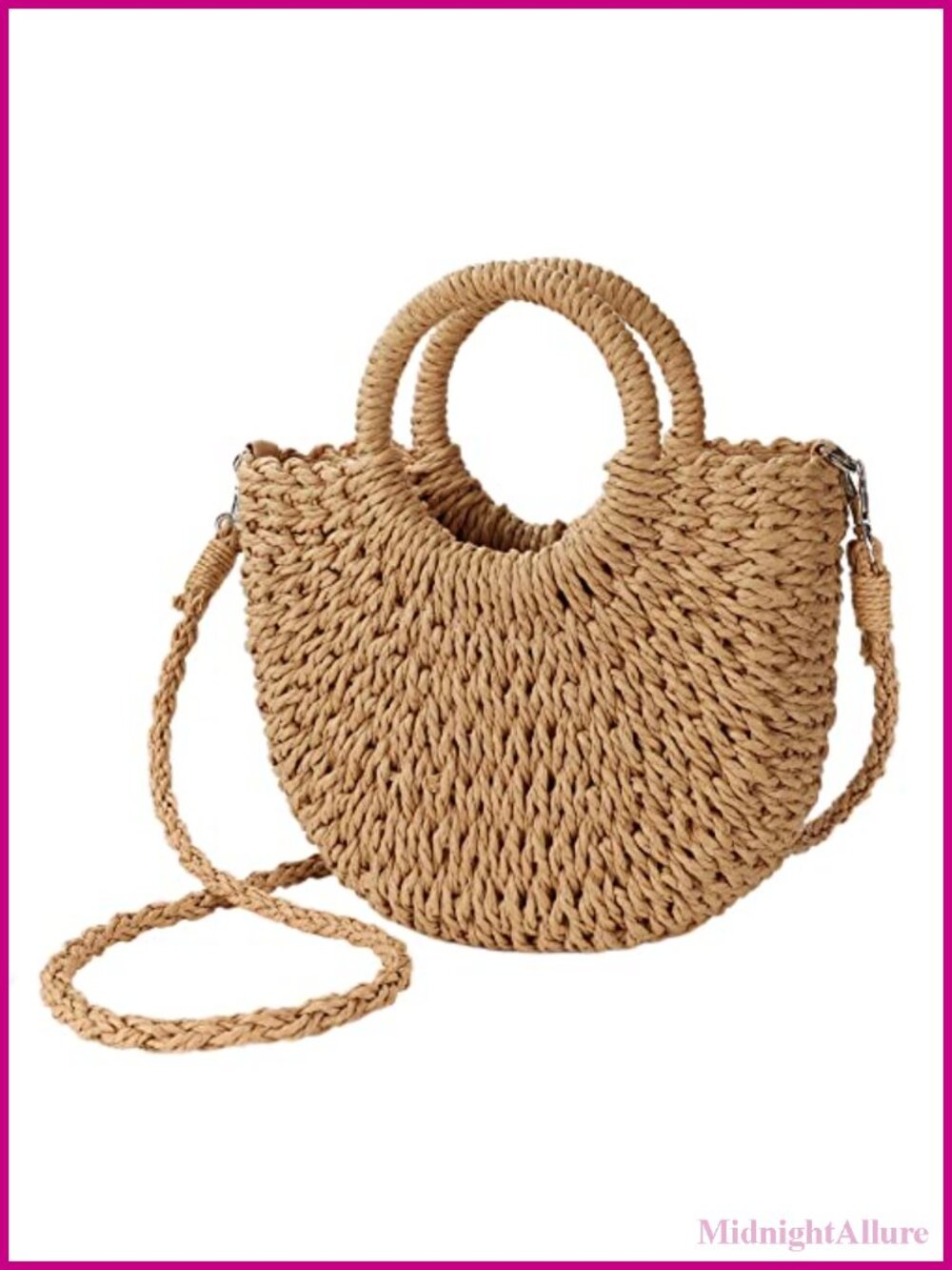 Handwoven Straw Crossbody Beach Bag Top Handle Woven Purse
